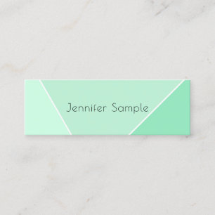 Mint Green Modern Simple Design Elegante Vorlage Mini Visitenkarte