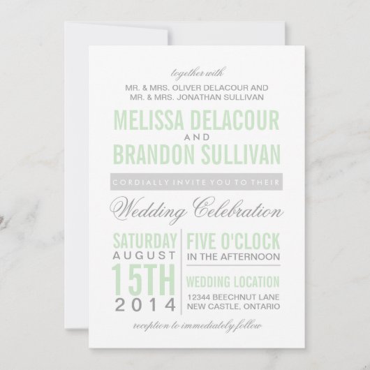 Mint Green Modern Typografy Weditation Einladung (Vorderseite)