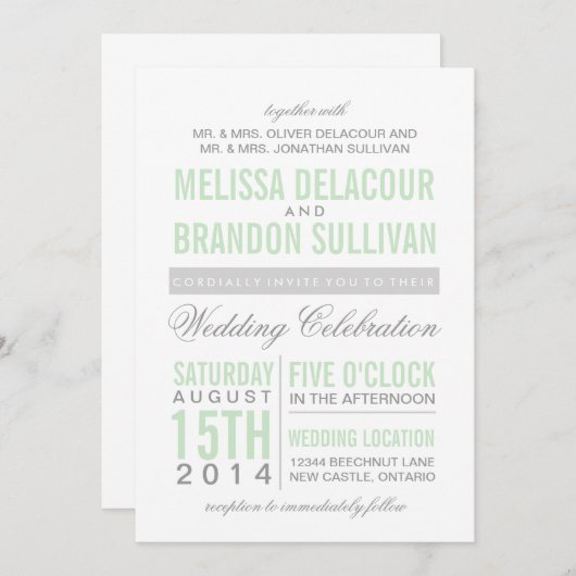 Mint Green Modern Typografy Weditation Einladung (Vorne/Hinten)