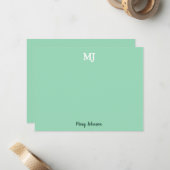 Mint Green Monogram 2 zwei Buchstaben Initials Mod Mitteilungskarte (Vorderseite/Rückseite Beispiel)