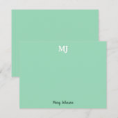 Mint Green Monogram 2 zwei Buchstaben Initials Mod Mitteilungskarte (Vorne/Hinten)