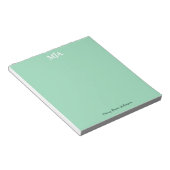 Mint Green Monogram 3-Buchstaben Initials Moderne Notizblock (angewinkelt)