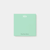 Mint Green Monogram 3-Buchstaben Initials Moderne Post-it Klebezettel (Vorderseite)