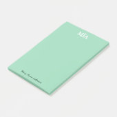 Mint Green Monogram 3-Buchstaben Initials Moderne Post-it Klebezettel (angewinkelt)