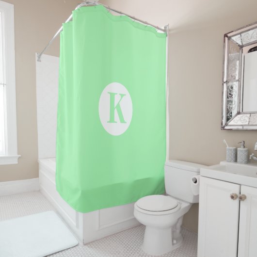 Mint Green Monogram farbenfroh elegant Moderne Dek Duschvorhang (Beispiel)