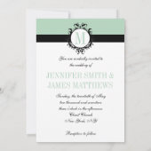 Mint Green Monogram Hochzeitseinladung Einladung (Rückseite)