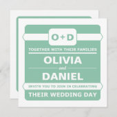 Mint Green Monogram Hochzeitseinladungen Einladung (Vorne/Hinten)