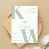 Mint Green Monogram Wedding Einladung