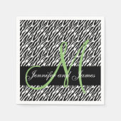 Mint Green Monogram Zebra Print Wedding Serviette (Vorderseite)