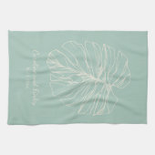 Mint Green Monstera Leaf Linie Zeichnend Personali Geschirrtuch (Horizontal)