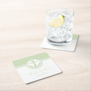 Mint Green Nautical Anchor Rechteckiger Pappuntersetzer