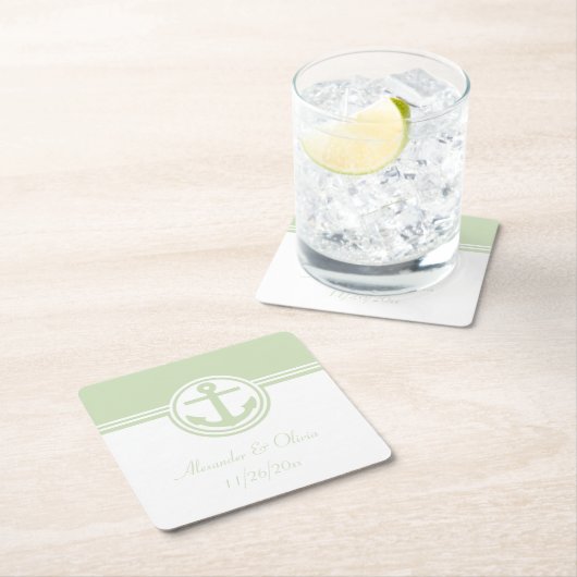 Mint Green Nautical Anchor Rechteckiger Pappuntersetzer (Vor Ort)