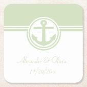 Mint Green Nautical Anchor Rechteckiger Pappuntersetzer (Vorderseite)