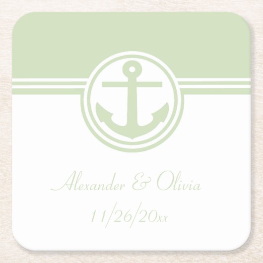 Mint Green Nautical Anchor Rechteckiger Pappuntersetzer (Vorderseite)