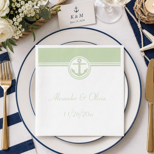 Mint Green Nautical Anchor Serviette