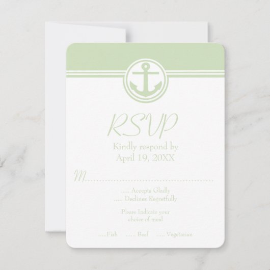 Mint Green Nautical Anchor Wedding RSVP Card (Vorderseite)