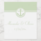 Mint Green Nautical Anchor Weinetikett (Einzelnes Label)