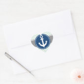 Mint Green Nautical Anchor Zickzack Herz-Aufkleber (Umschlag)