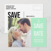 MINT GREEN NAUTICAL FOTO SAVE THE DATE POSTCARD ANKÜNDIGUNGSPOSTKARTE (Vorne/Hinten)