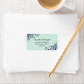 Mint Green & Navy Blue Elegant Hochzeitsadresse Adressaufkleber (Insitu)