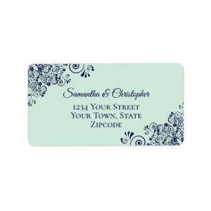 Mint Green & Navy Blue Elegant Hochzeitsadresse Adressaufkleber