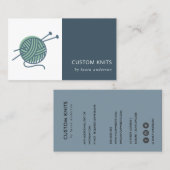 MINT GREEN NAVY GRAY KNITTING WOOL YARBALL VISITENKARTE (Vorne/Hinten)