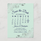 Mint Green & Navy Hochzeit Speichern Sie den Datum Ankündigungspostkarte (Vorderseite)