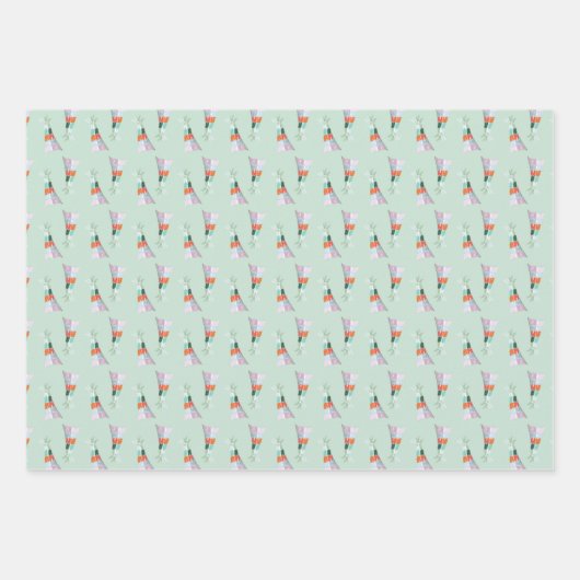 Mint Green Niedlich Fox Party Hat Illustration Geschenkpapier Set (Vorderseite)