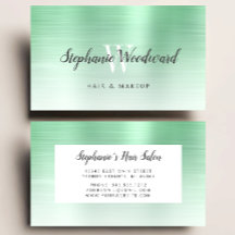 Mint Green Ombre Brushed Metal Monogram Hair Salon