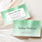 Mint Green Ombre Brushed Metal Monogram Hair Salon Visitenkarte
