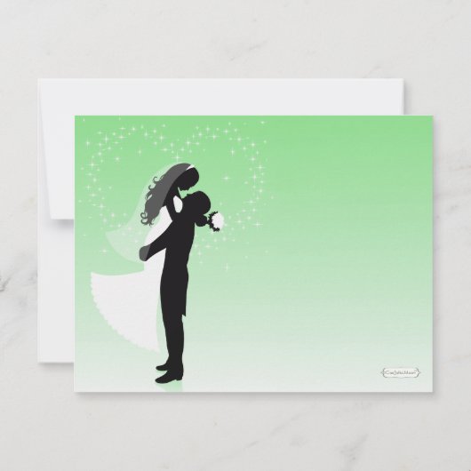 Mint Green Ombre Silhouette Formal Hochzeit Einlad Einladung (Rückseite)