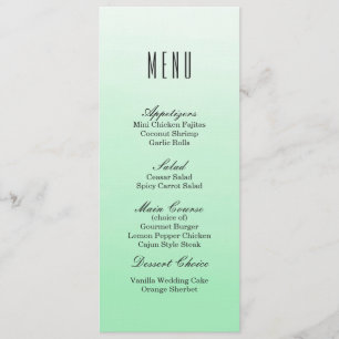 Mint Green Ombre Speisekarte für Hochzeiten Menükarte