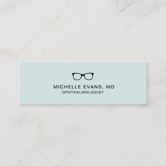Mint Green Ophthalmologe Eyeglasses Logo Mini Visitenkarte (Vorderseite)