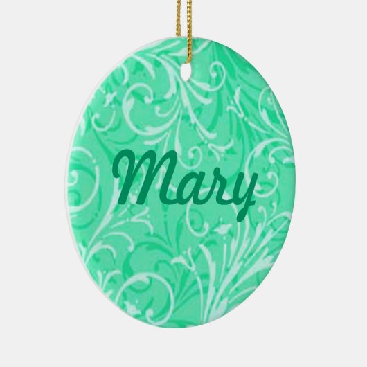 Mint Green Ornamental Name Ornament (Rechts)