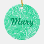 Mint Green Ornamental Name Ornament (Vorne)