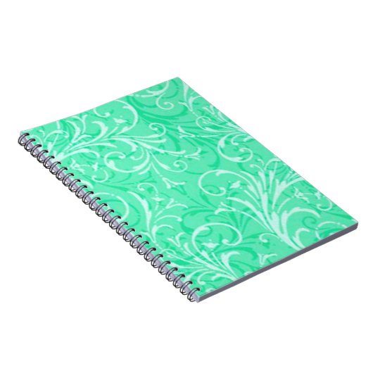 Mint Green Ornamental Spiral Notebook Notizblock (Rechte Seite)