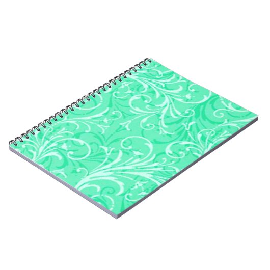 Mint Green Ornamental Spiral Notebook Notizblock (Linke Seite)