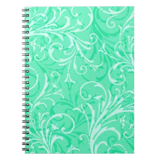 Mint Green Ornamental Spiral Notebook Notizblock (Vorderseite)