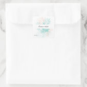 Mint Green Palm Leaf Vielen Dank Quadratischer Aufkleber (Tasche)