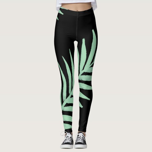Mint Green Palm Leggings (Vorderseite)