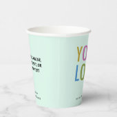 Mint Green Paper Cups Custom Business Logo 8 oz Pappbecher (Rechts)