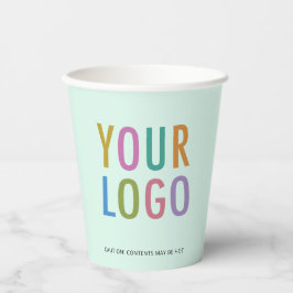 Mint Green Paper Cups Custom Business Logo 8 oz Pappbecher