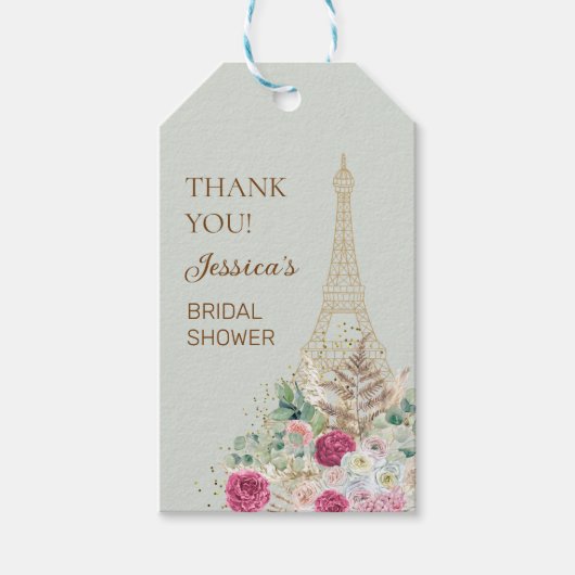 Mint Green Paris Eiffel Tower Brautparty Geschenkanhänger (Vorderseite)