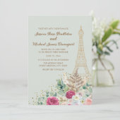 Mint Green Paris Eiffel Tower France Wedding Einladung (Stehend Vorderseite)