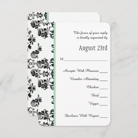 Mint Green Paris Eiffelturm UAWG Wedding Card RSVP Karte (Vorne/Hinten)