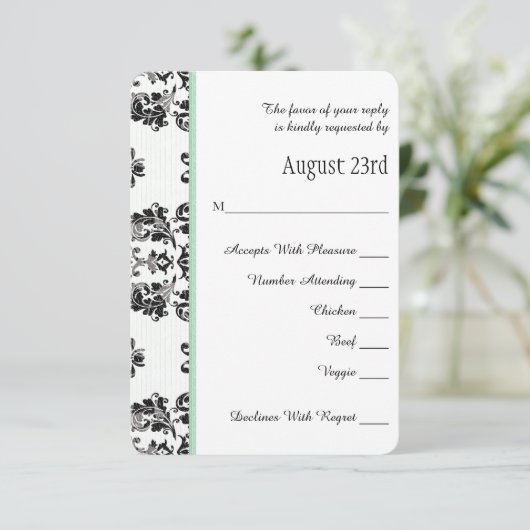 Mint Green Paris Eiffelturm UAWG Wedding Card RSVP Karte (Stehend Vorderseite)