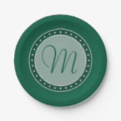 Mint Green Party | Monogram Script Chic Modern Pappteller (Vorderseite)