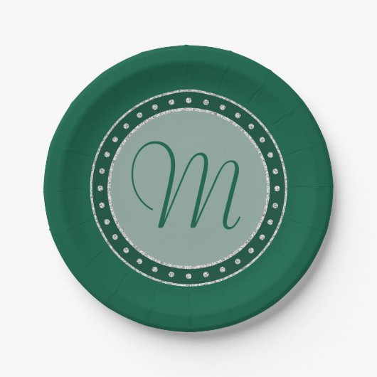 Mint Green Party | Monogram Script Chic Modern Pappteller (Vorderseite)