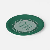 Mint Green Party | Monogram Script Chic Modern Pappteller (Schrägansicht)