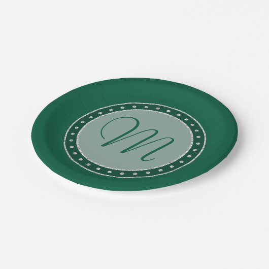 Mint Green Party | Monogram Script Chic Modern Pappteller (Schrägansicht)